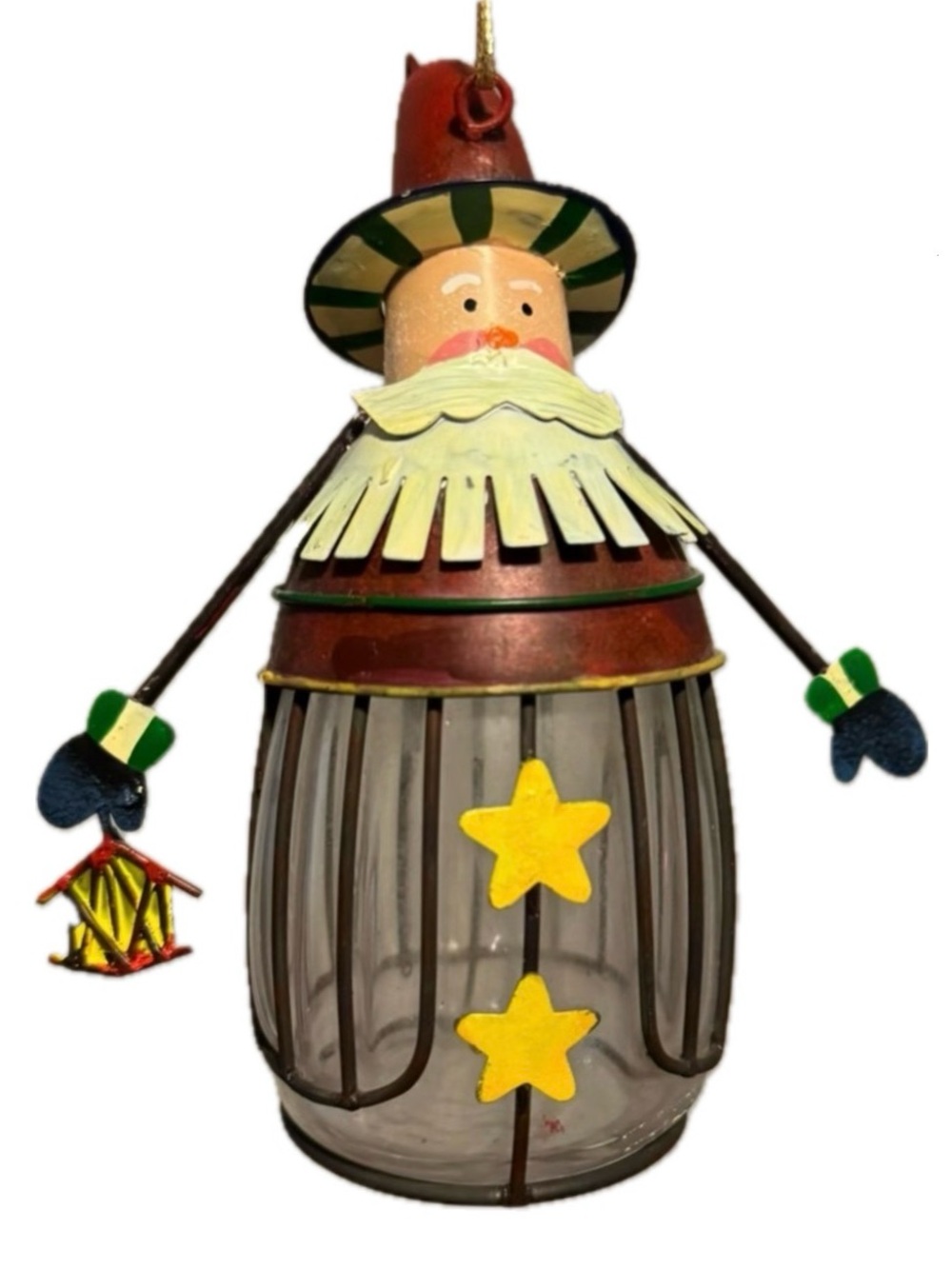 Rustic Metal Glass Santa Lantern Ornament Figurine NWT Vintage Target 2001